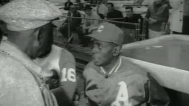Satchel Paige shows why he was the master of the no-look throw