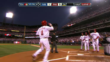 Philadelphia Phillies' Shane Victorino hits a home run against the