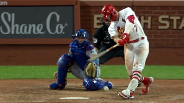 St. Louis Cardinals catcher Andrew Knizner chases down a foul ball during  the third inning of a baseball game against the Minnesota Twins Thursday,  Aug. 3, 2023, in St. Louis. (AP Photo/Jeff