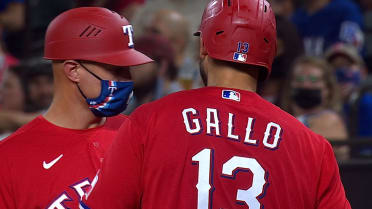 Joey Gallo gets hit by a pitch