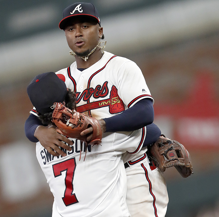 Dansby Swanson and Ozzie Albies Atlanta Braves Celebrate Final 