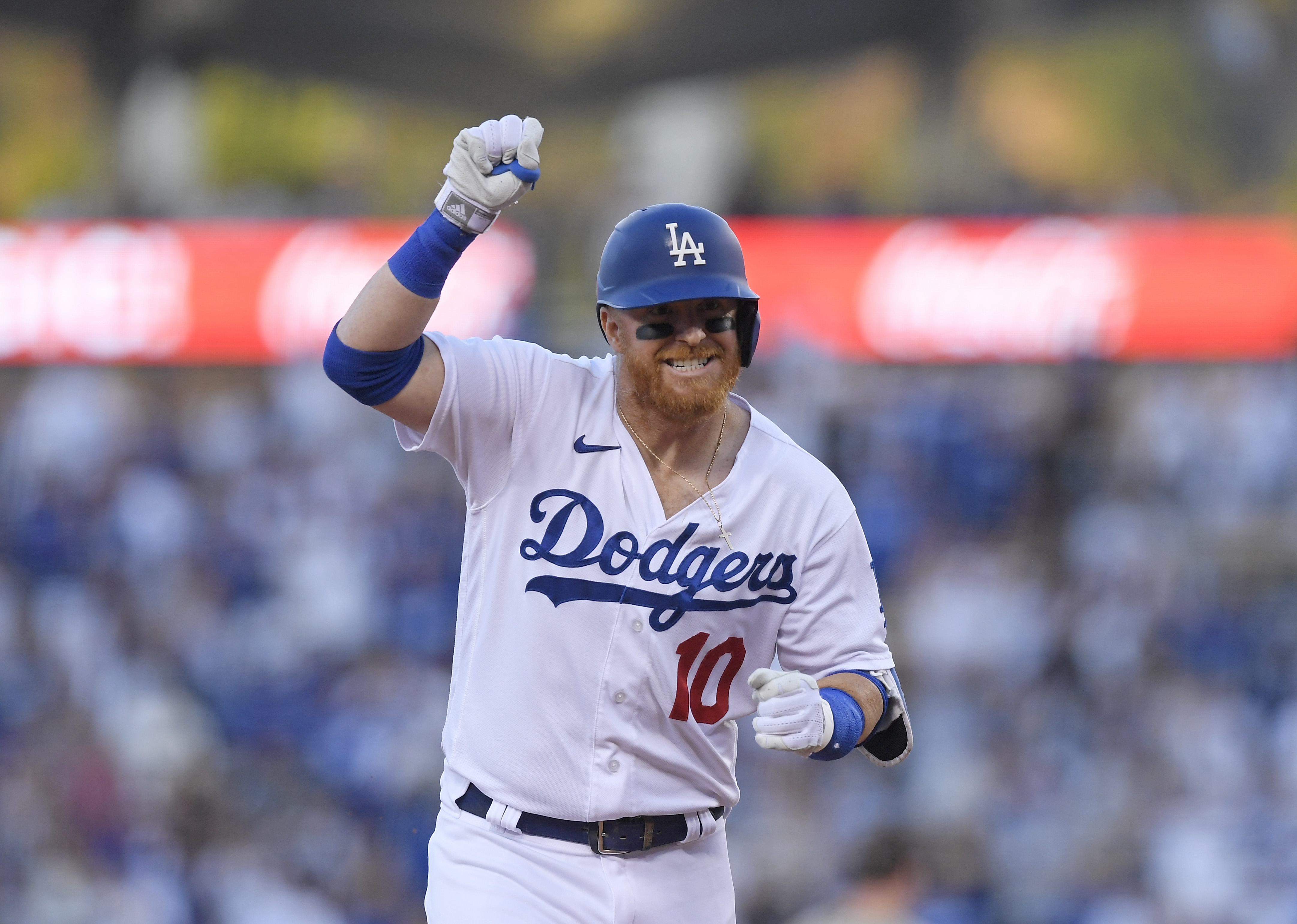 Justin Turner durante su tiempo con Los Angeles Dodgers en la MLB, antes de firmar con los Toros de Tijuana.