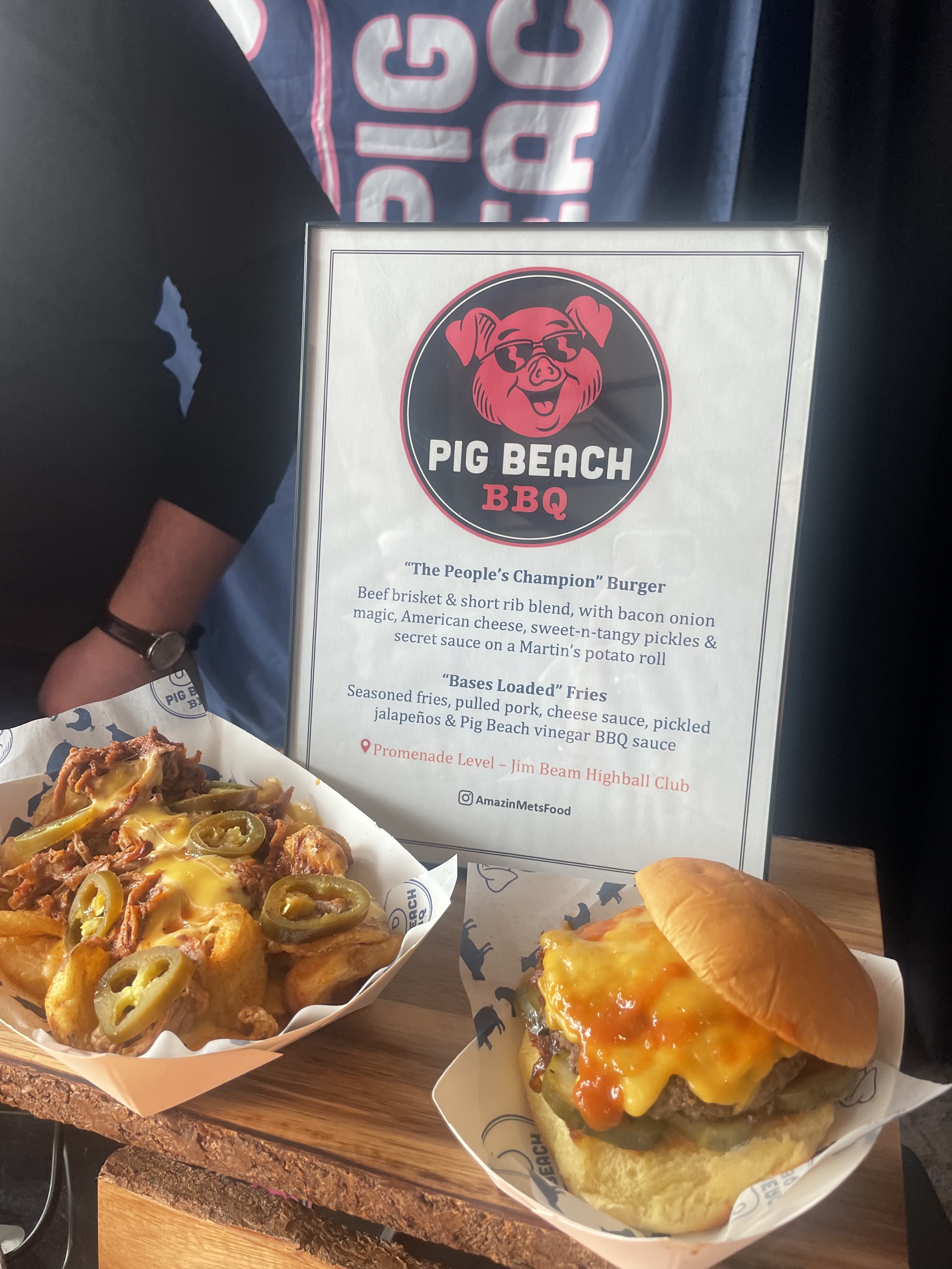The People's Champion Burger and Bases Loaded Fries from Pig Beach BBQ