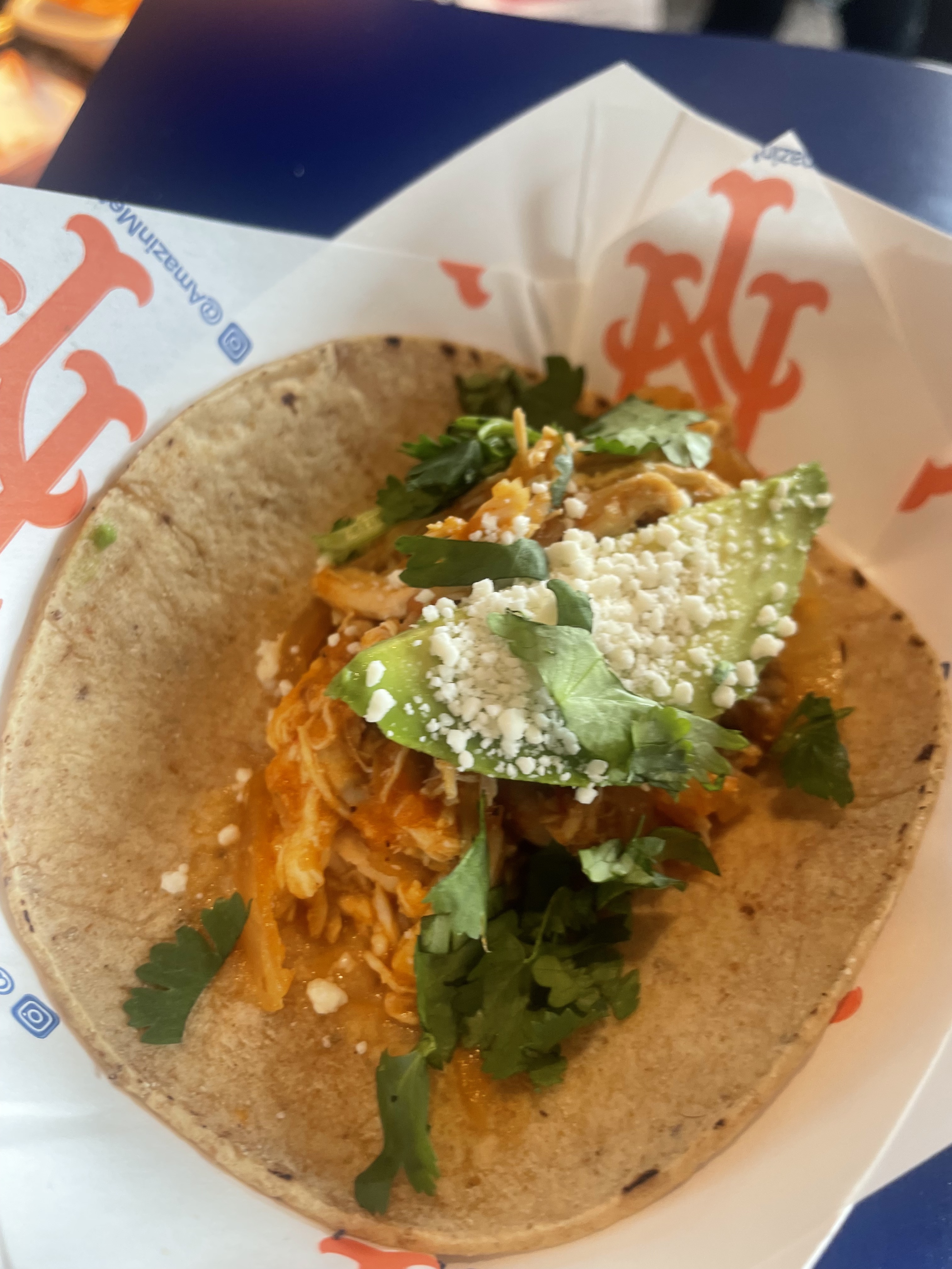 Chicken tinga taco from Tacocina