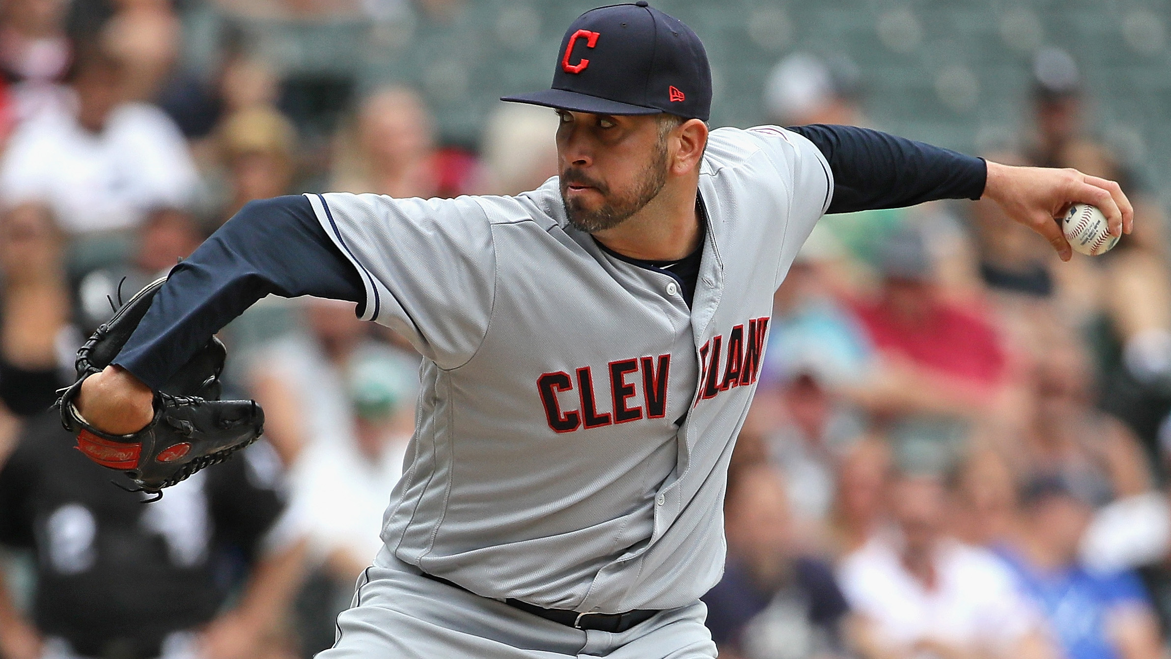 Oliver Pérez durante las últimas temporadas de su carrera en la MLB con los Cleveland Guardians