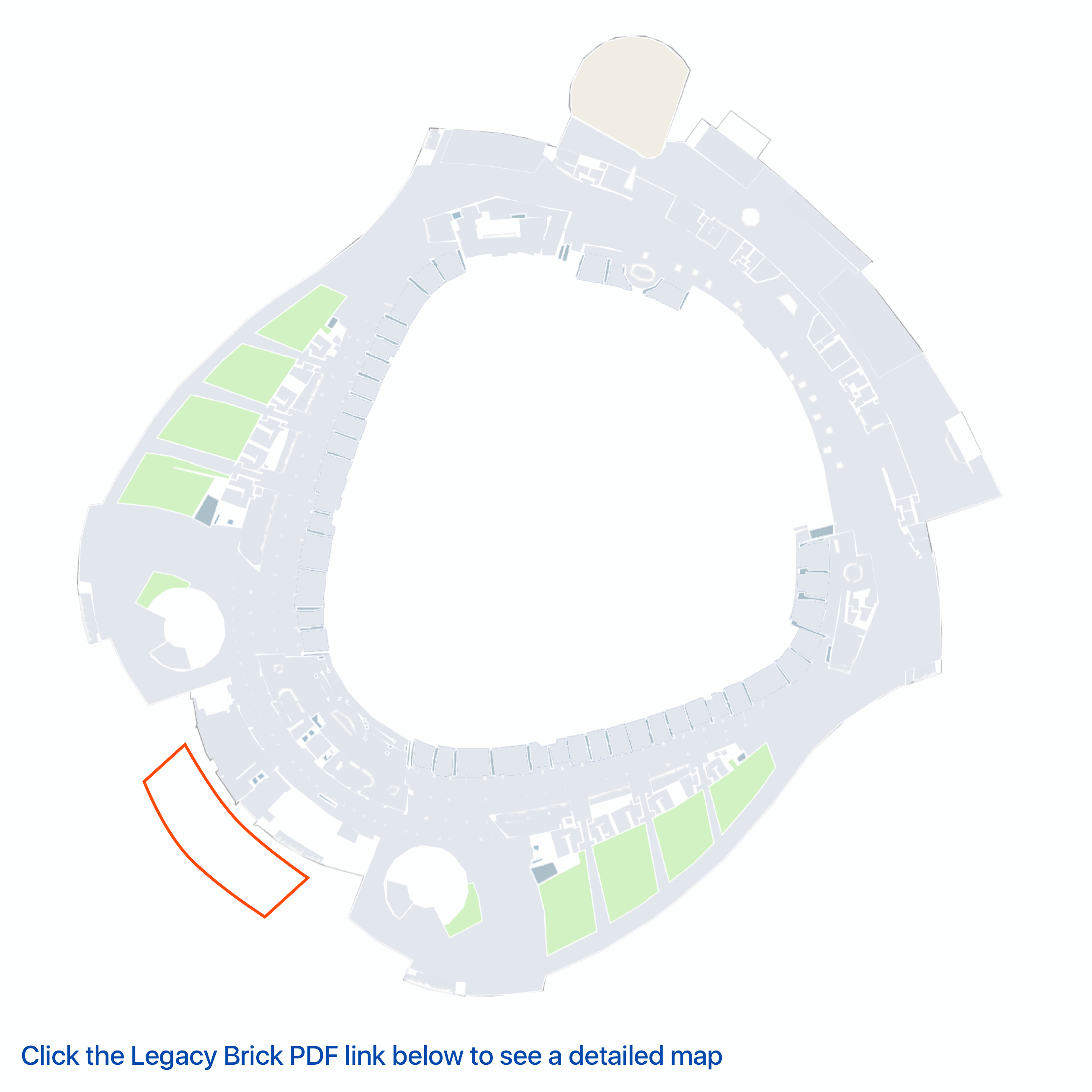 Map for Kauffman Stadium Brick Locator