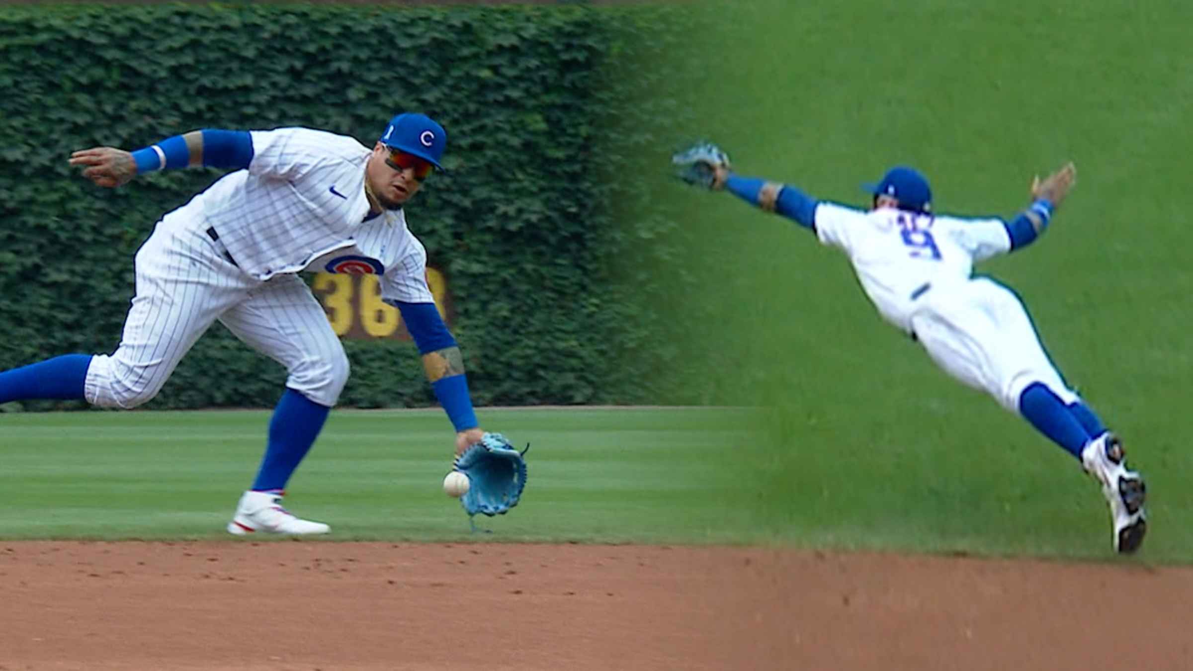 Javier Báez turns outstanding double play