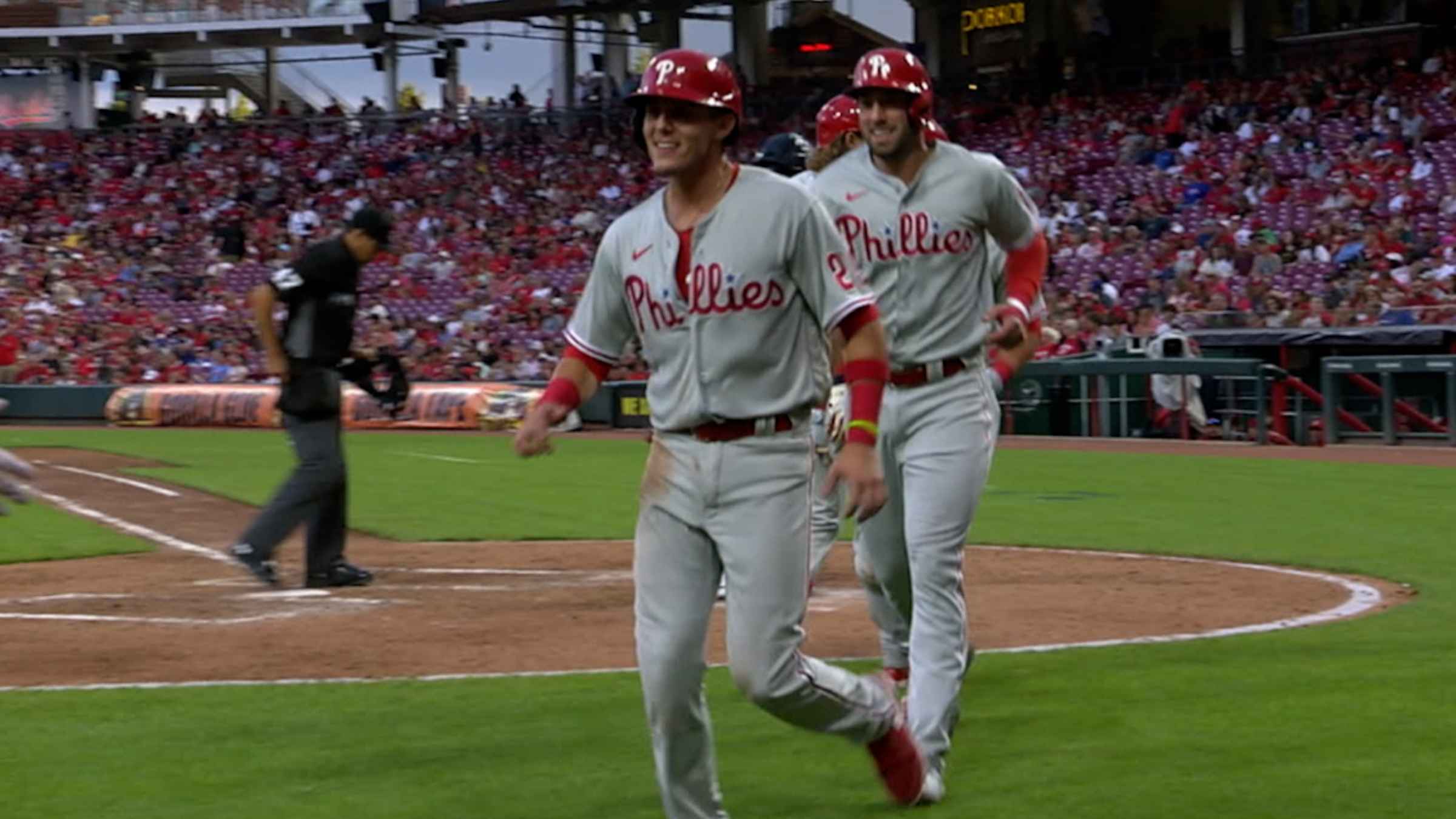 Rhys Hoskins' game-tying home run was reversed to a ground-rule double