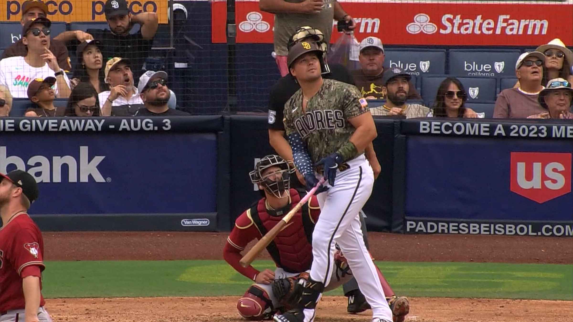 San Diego Padres' Luke Voit batting during the seventh inning of a