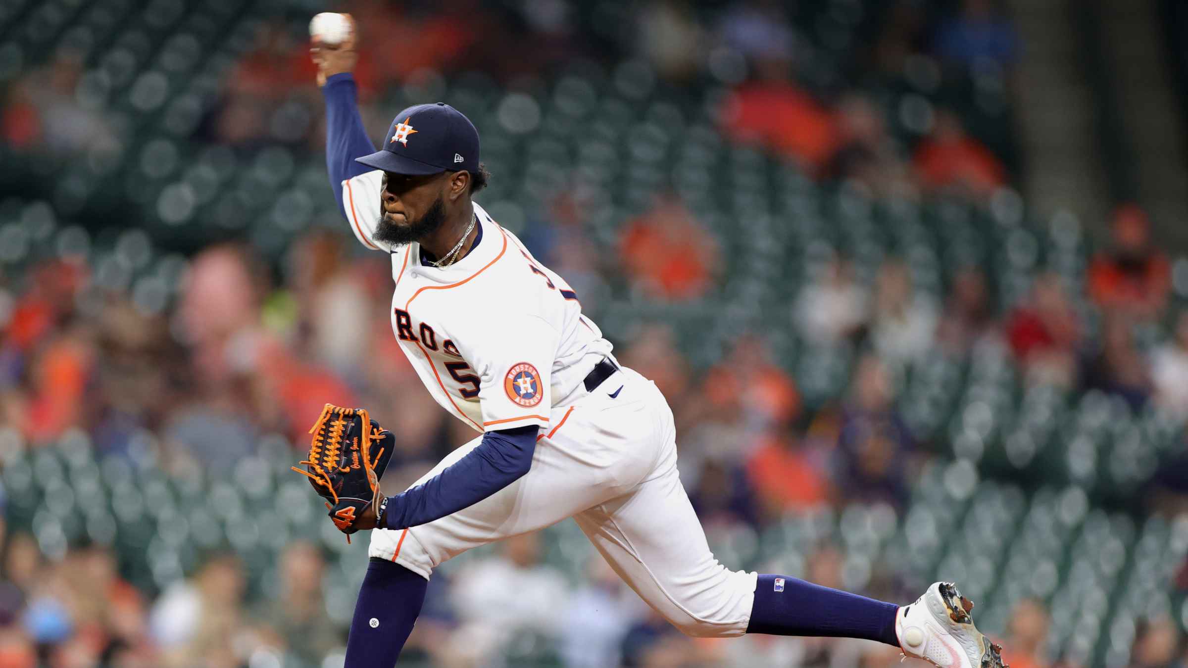 Astros' Javier pitches in coffee-stained uniform after pregame