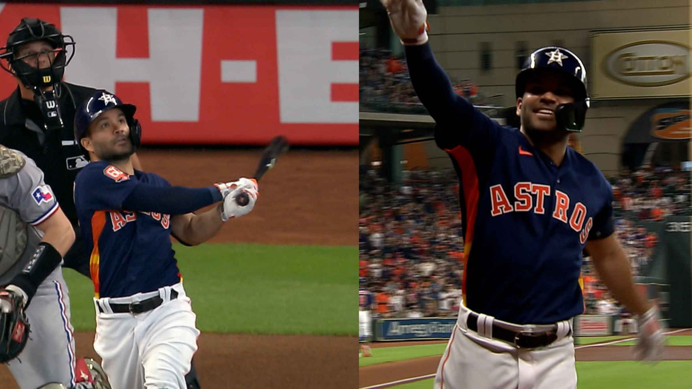 Stark] Jose Altuve's (5'6”) home run off of Bailey Ober (6'9”) was the  largest height differential ever for a playoff home run (15”). Beating out  Altuve-Glasnow (14”) and Altuve-Sale (12”, twice) 