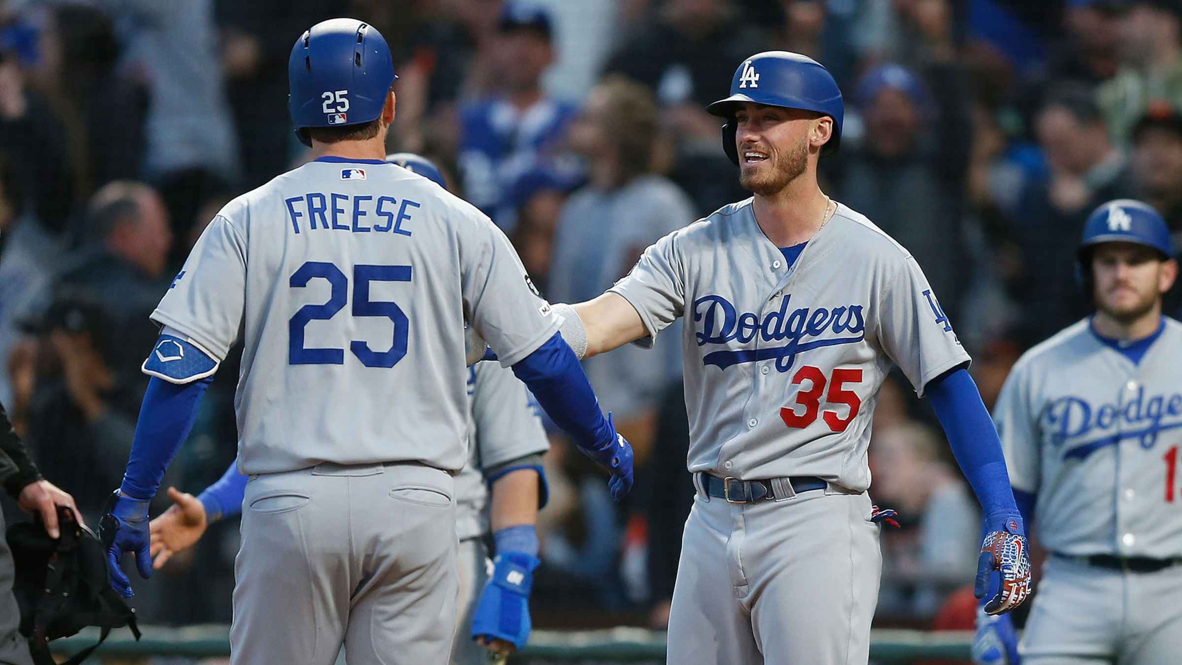 Cody Bellinger, Corey Seager, Justin Turner & Dave Roberts Proud