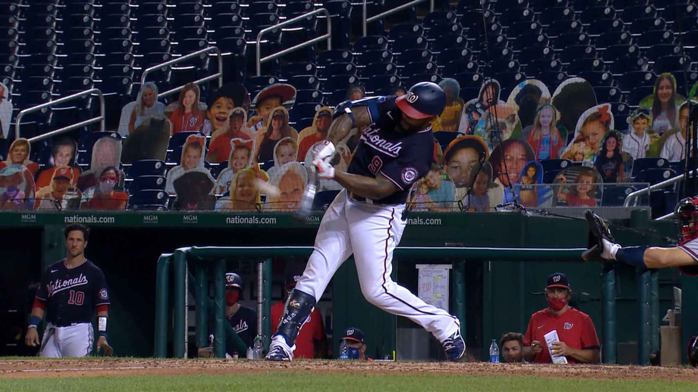 Eric Thames' 13th home run of the season was capped off with some  celebratory camera time