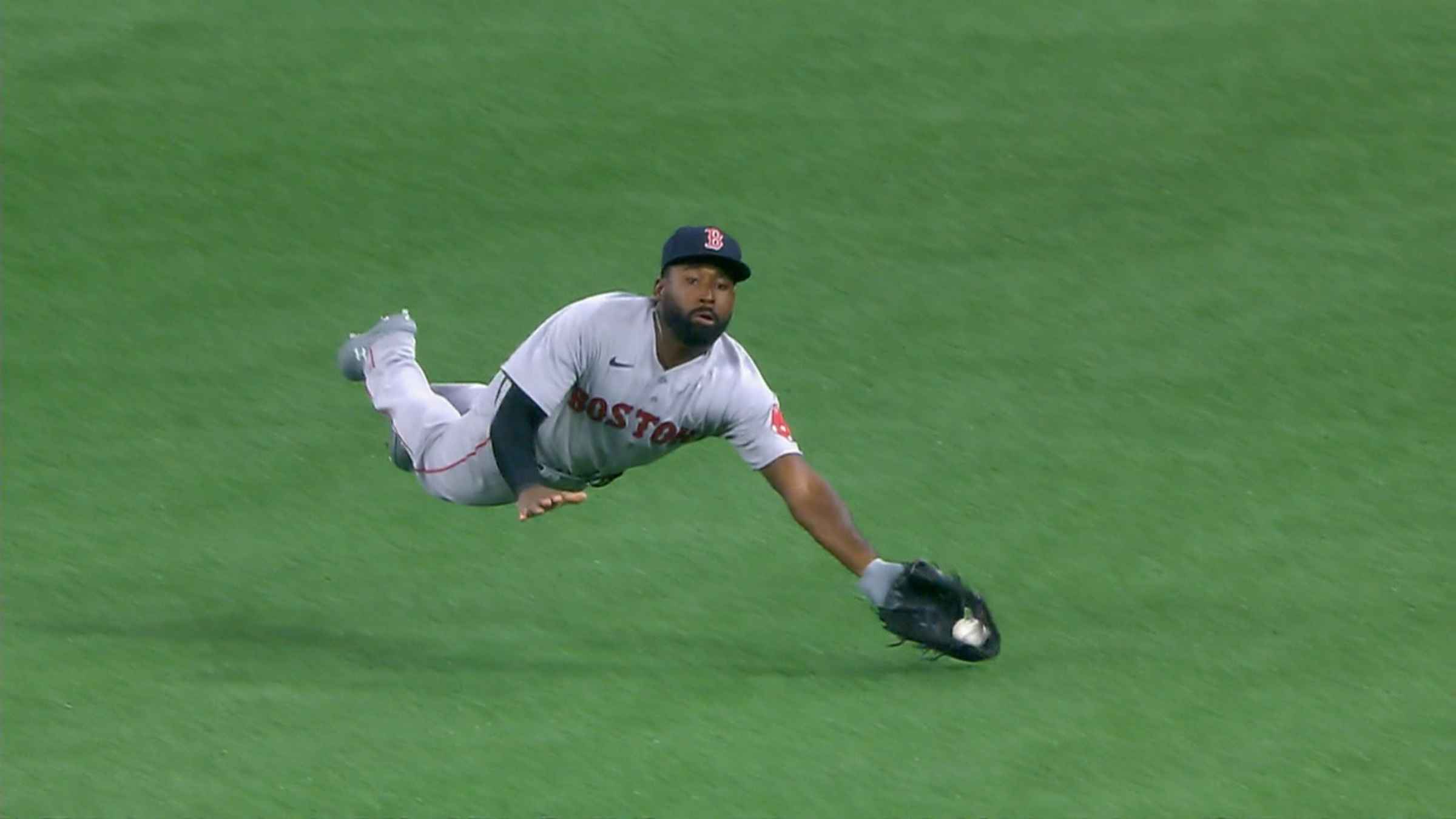 Jackie Bradley Jr. makes a jumping catch against the Guardians