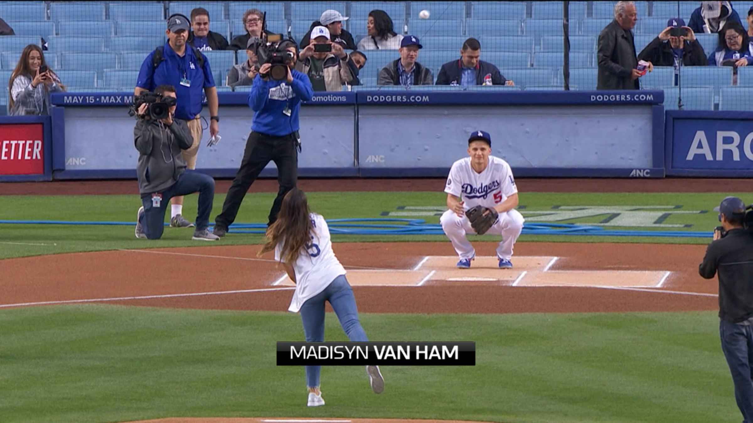 Madisyn's 1st pitch to BF Seager, 05/09/2019