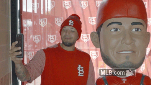 Yadi and giant bobblehead Yadi. St. Louis Cardinals (@Cardinals), Twitter
