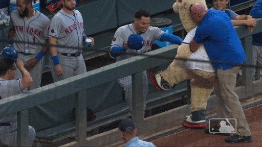 The Braves' mascot, Blooper, tried to mess with the Mets, but it