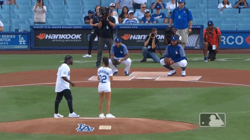 Kourtney Kardashian, Kevin Hart Throw Out Dodgers First Pitch: Pics
