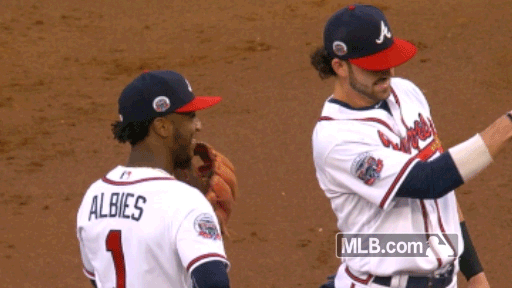 Ozzie Albies' throw to first squibbed its way toward home plate, and  everybody laughed