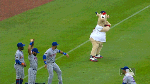 Braves mascot Blooper hilariously failed to jumpt through two tables