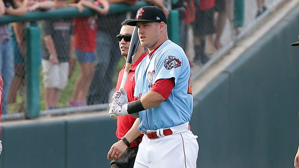 Mike Trout went 2-for-9 with four walks and five runs scored in his four rehab games with Inland Empire. (Donn Parris/MiLB.com)
