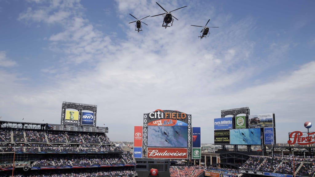 Citi Field is among the 15 home ballparks set to host a Memorial Day flyover this year. (AP)