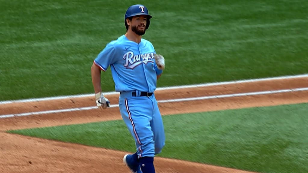 TORONTO, ON - APRIL 08: Texas Rangers third baseman Andy Ibanez (77) at bat  during the first inning of an MLB baseball game against the Toronto Blue  Jays on April 8, 2022