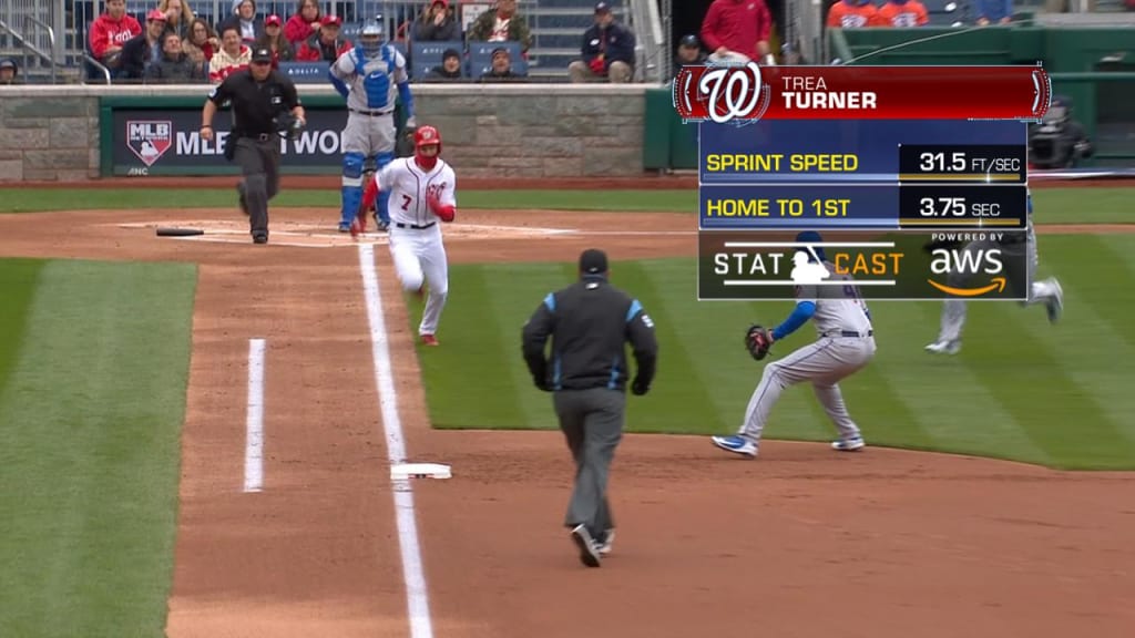 Washington Nationals shortstop Trea Turner is sprinting toward