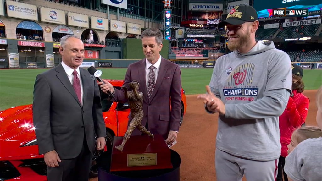 Nationals Receive World Series Trophy & Stephen Strasburg Receives