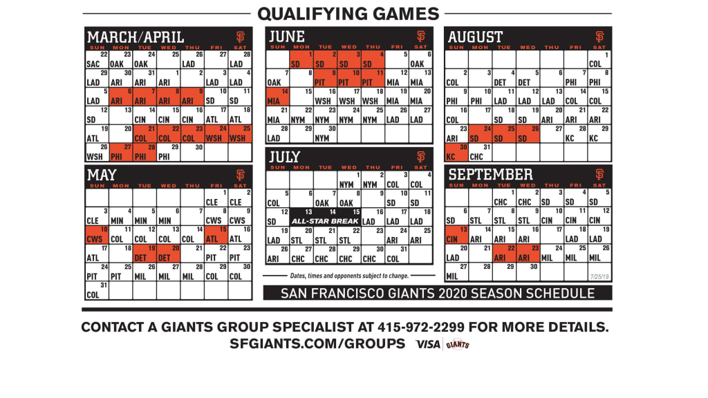 Printable Schedule  San Francisco Giants