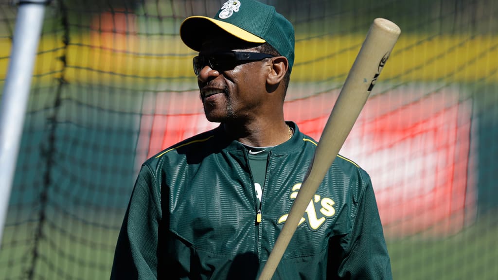Hall of Famer and former A's OF Rickey Henderson was in camp as a special instructor. (Ben Margot/AP)