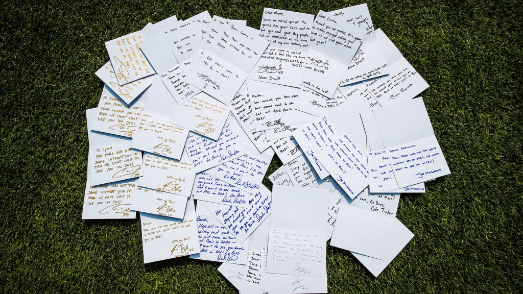 Pirates players sent personalized notes to season ticket holders, thanking them for their support.
