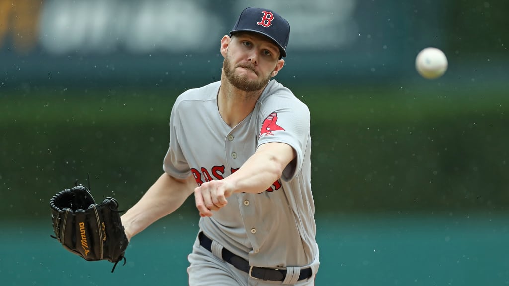 DETROIT, MI - JULY 22: Chris Sale #41 of the Boston Red Sox pitches during the first inning of the game against the Detroit Tigers at Comerica Park on July 22, 2018 in Detroit, Michigan. (Photo by Leon Halip/Getty Images)