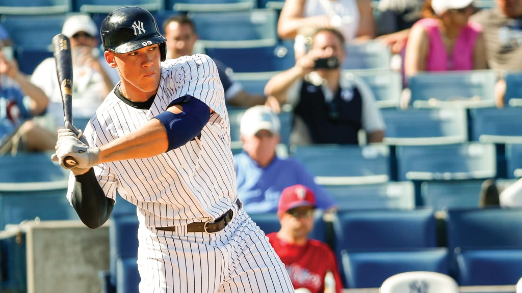 New York Yankees' Aaron Judge finishes batting practice before a