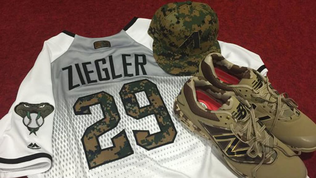The D-backs wore special camouflage uniforms to honor Memorial Day. (Brad Ziegler/Twitter)