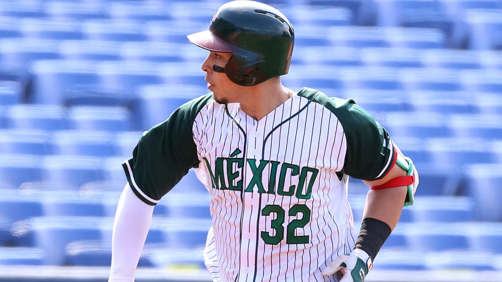 Joey Meneses reacts after hitting a two-run home run in the eighth inning against Japan.