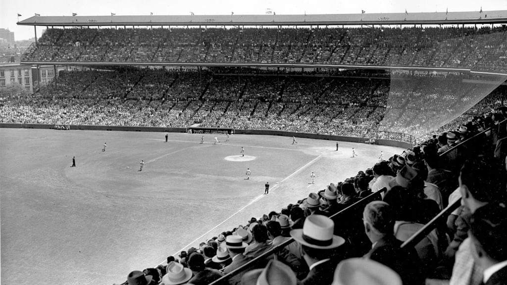 Fans watch the 1947 All-Star Game at Wrigley Field in Chicago. The American League won, 2-1. (AP)