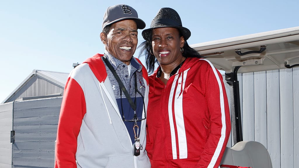Former Cardinal Ted Savage and Olympic gold medalist Jackie Joyner-Kersee played in Tuesday's event. (Billy Hurst/St. Louis Cardinals)