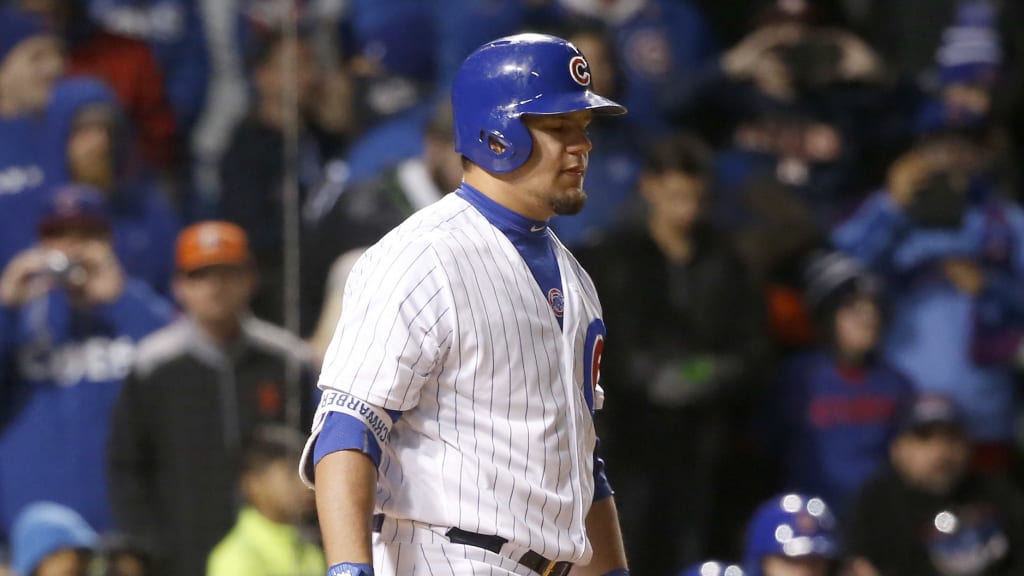 Kyle Schwarber, reacts after striking out to end the game -- the Cubs' fourth straight loss. (AP)
