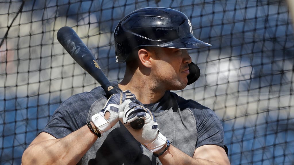 Giancarlo Stanton of the New York Yankees swings the bat during