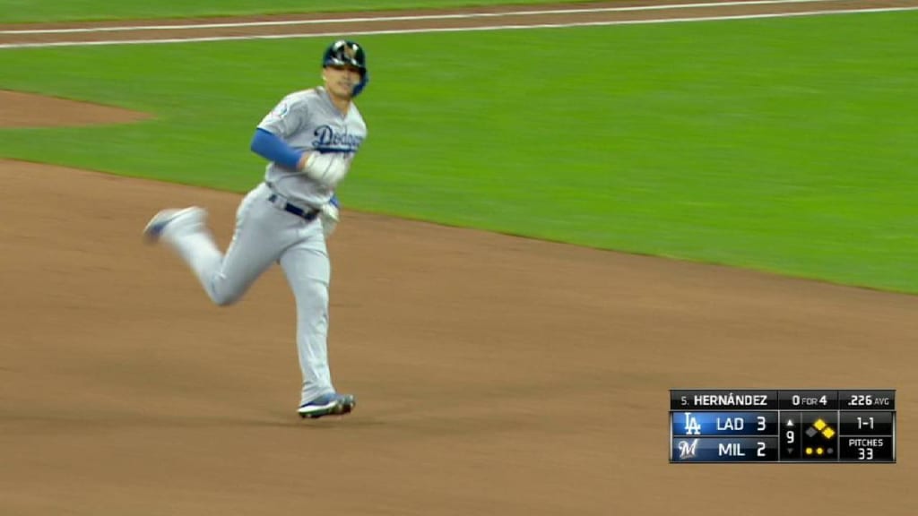 Enrique Hernandez ran all the way in from center field to catch
