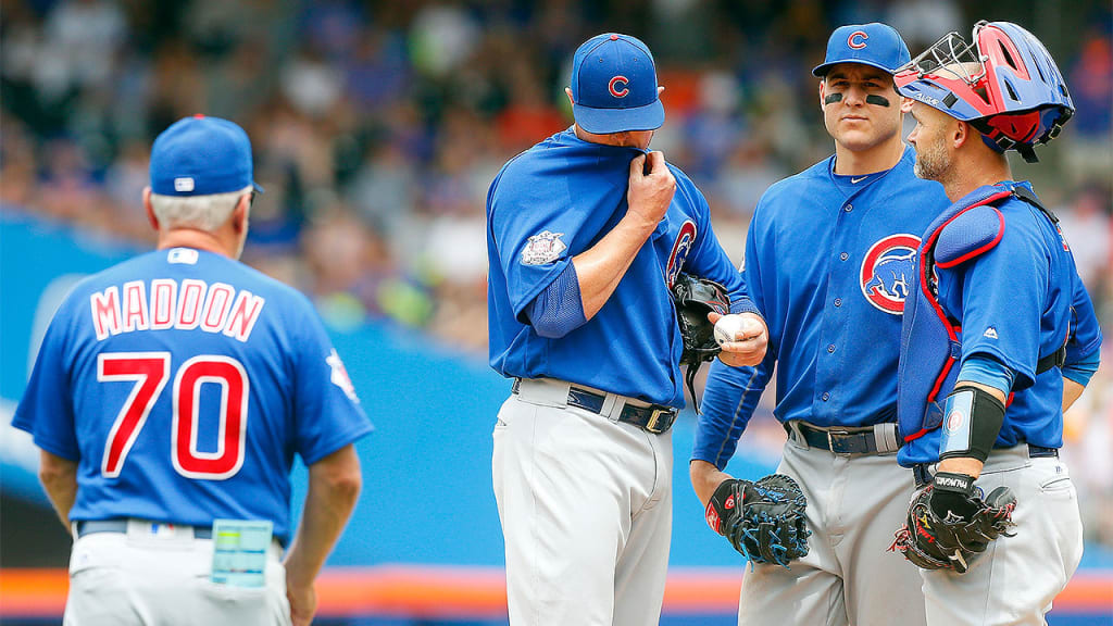 Cubs lefty Jon Lester, who has made 301 career starts, was removed Sunday after recording only four outs on 56 pitches. (Getty Images)