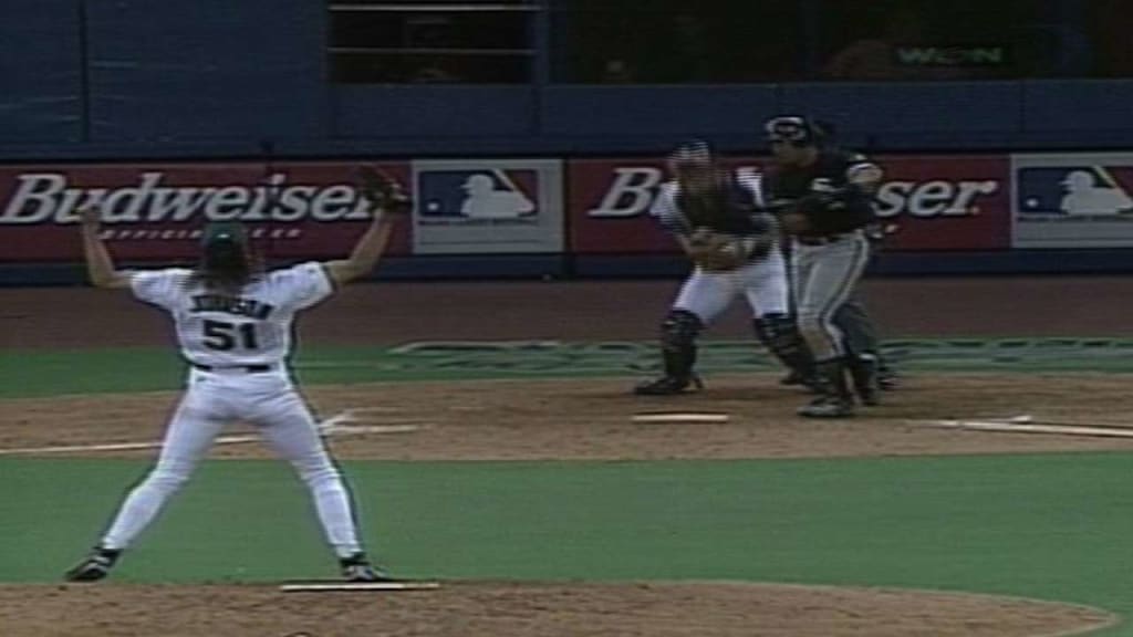 Randy Johnson records final out of perfect game 