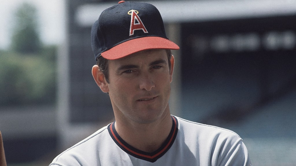 Nolan Ryan, of the California Angels, pitching during a game from