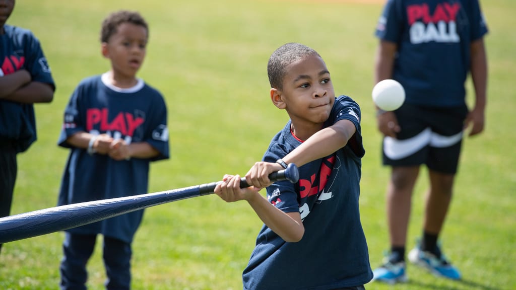 A participant takes a swing during the Mississippi Valley State University PLAY BALL event at Lou Hamer Stadium on Saturday, April 30, 2022, in Itta Bena, Miss.