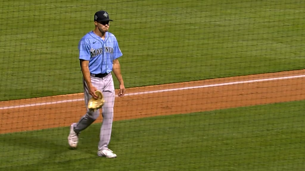 Seattle Mariners relief pitcher Matt Brash walks off the field after facing  the Cleveland Guardians in the seventh inning during an opening day  baseball game Thursday, March 30, 2023, in Seattle. (AP