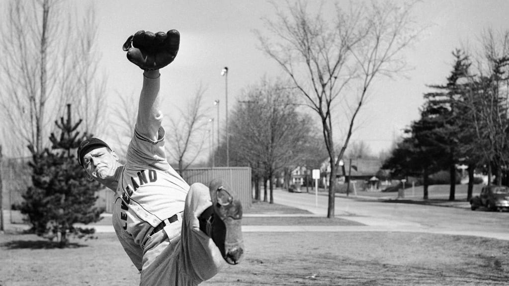 Indians pitcher Michael Naymick at Spring Training in Lafayette, Ind., in 1943.