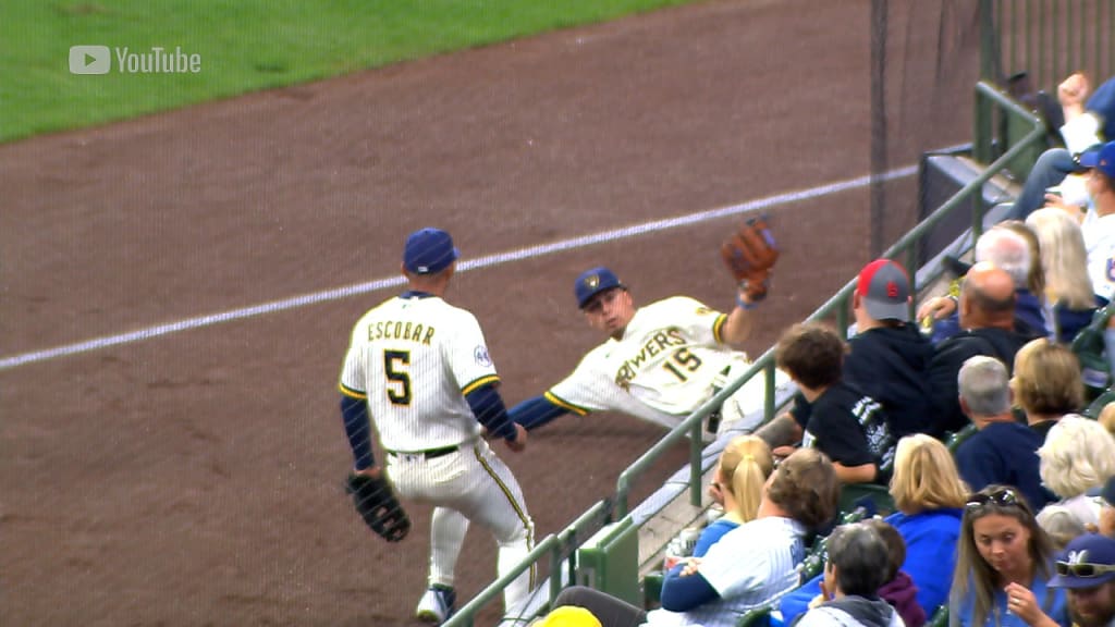 Milwaukee Brewers' Tyrone Taylor celebrates his two-run homer off