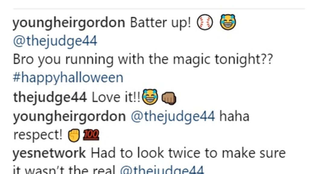 Aaron Gordon dressed up as Aaron Judge for Halloween - Orlando Pinstriped  Post
