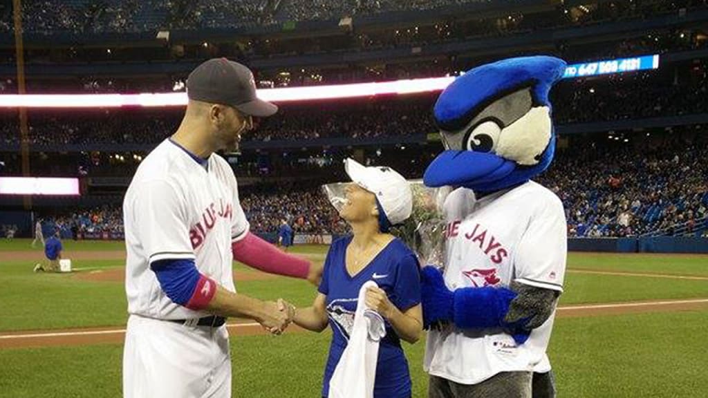 "I am so happy the Jays and MLB are so supportive of breast cancer awareness and research," Michelle Riccio said. (Alykhan Ravjiani)
